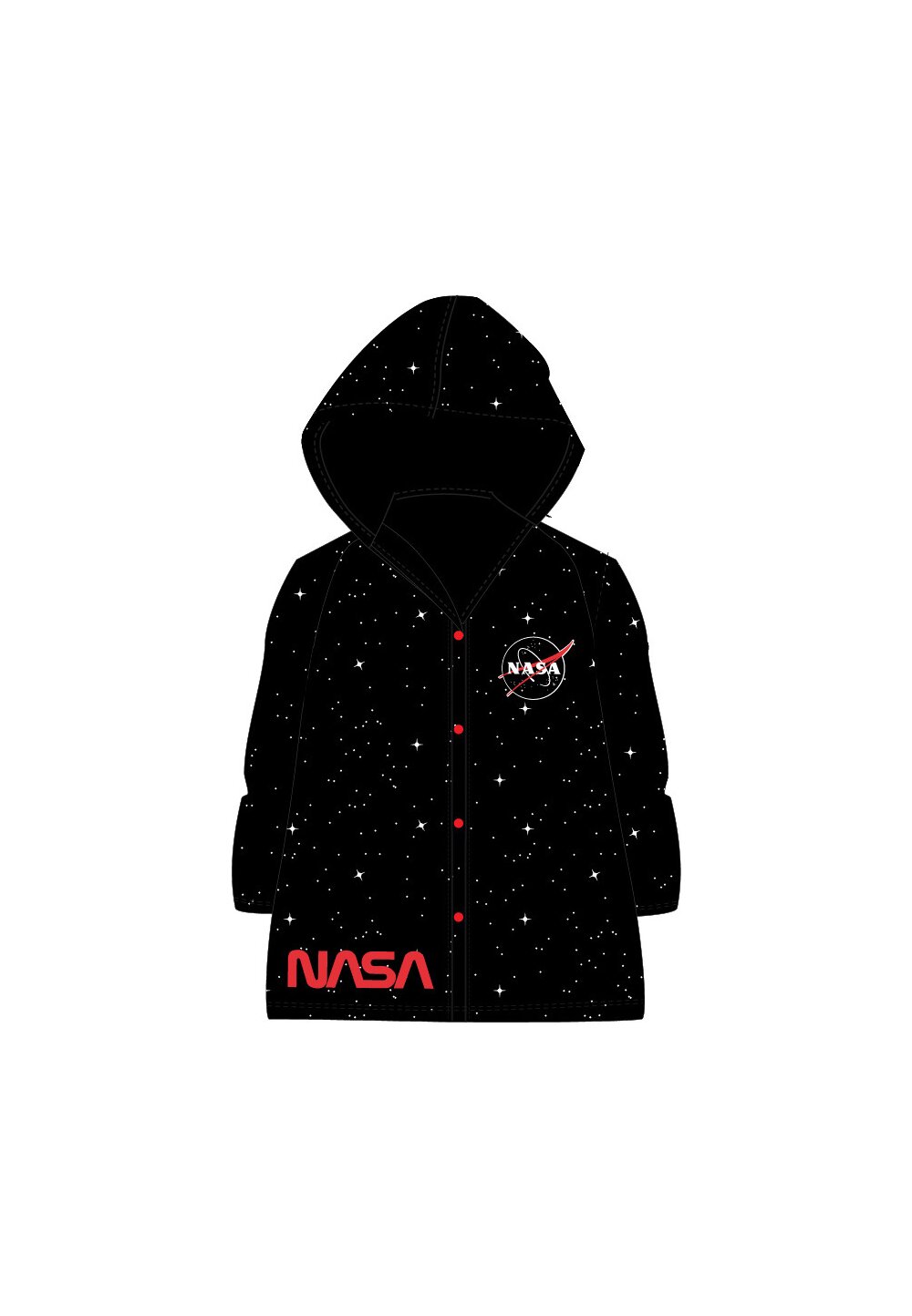 Pelerina de ploaie, PVC, cu imprimeu, Nasa, neagra
