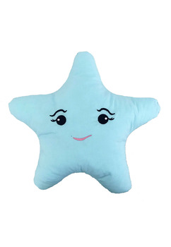 Perna bumbac, Happy star, turcoaz, 35x35cm