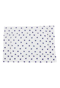 Perna slim, bumbac, alba cu inimioare bleumarin, 37 x 28 cm