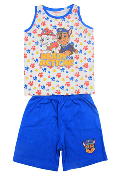 Pijama, bumbac, Ready for action, alb cu albastru