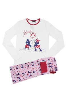 Pijama femei, bumbac, Minnie Love Mickey, alba