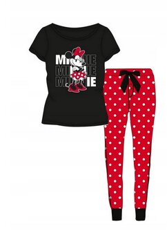 Pijama femei, ML, bumbac, Minnie, negru cu rosu