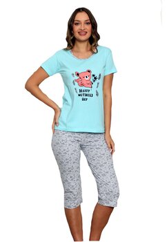 Pijama femei, pantalon 3/4, Happy Mother is day, albastra