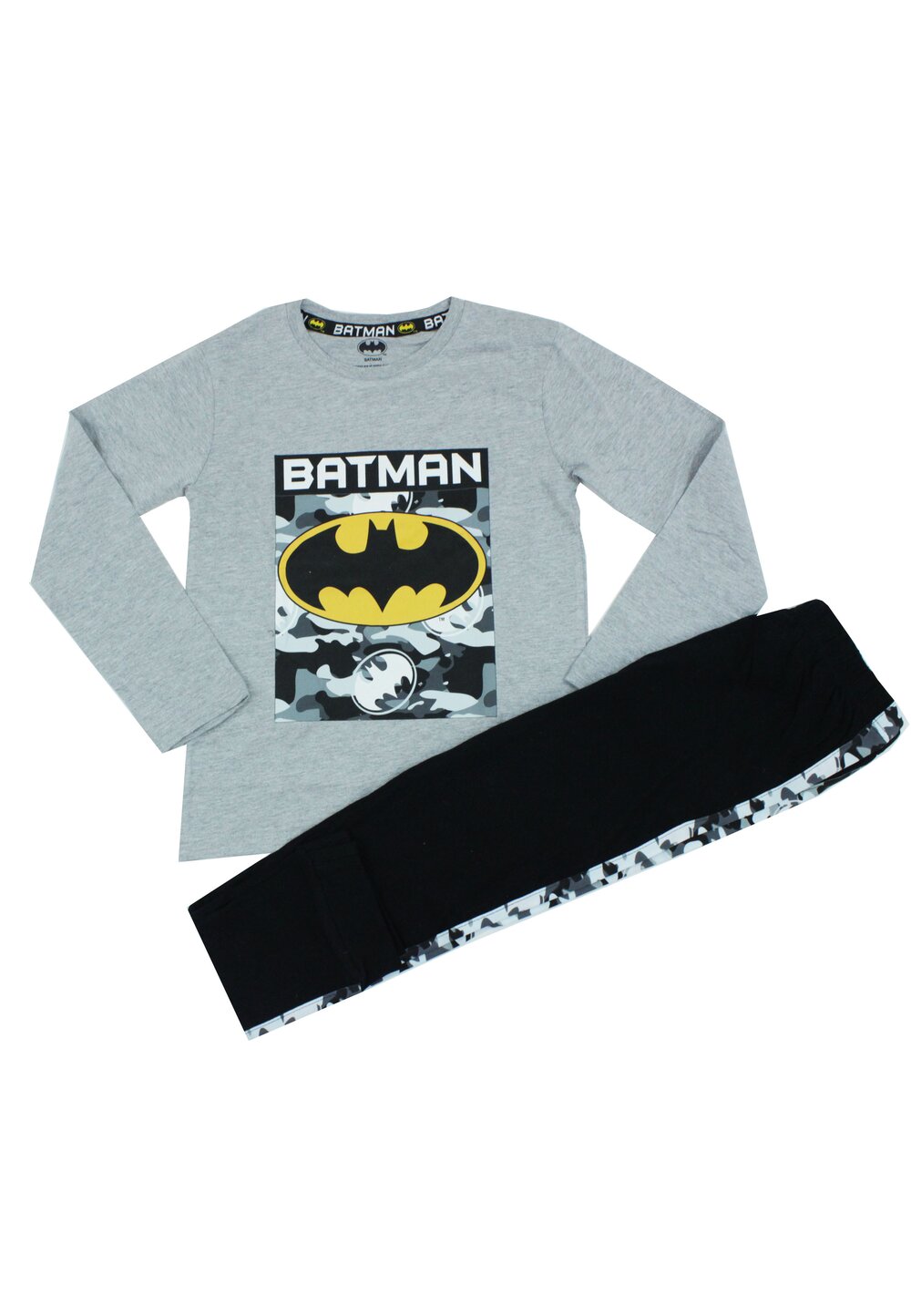 Pijama maneca lunga, bumbac 93%, Batman, gri 93%