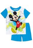 Pijama maneca scurta, Mickey Mouse, albastru cu alb