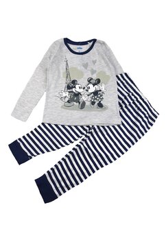 Pijama ML, 98%bumbac, cu imprimeu, Minnie si Mickey in Paris, bleumarin