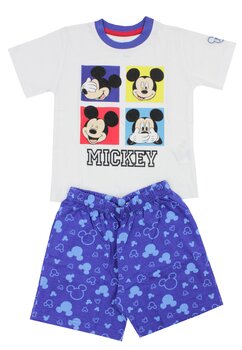 Pijama vara, bumbac, Figurine Mickey, alba