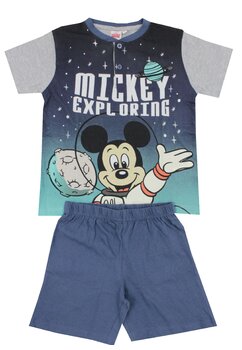 Pijama vara, bumbac, Mickey Exploring, bleumarin