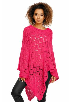 Poncho tricotat, roz