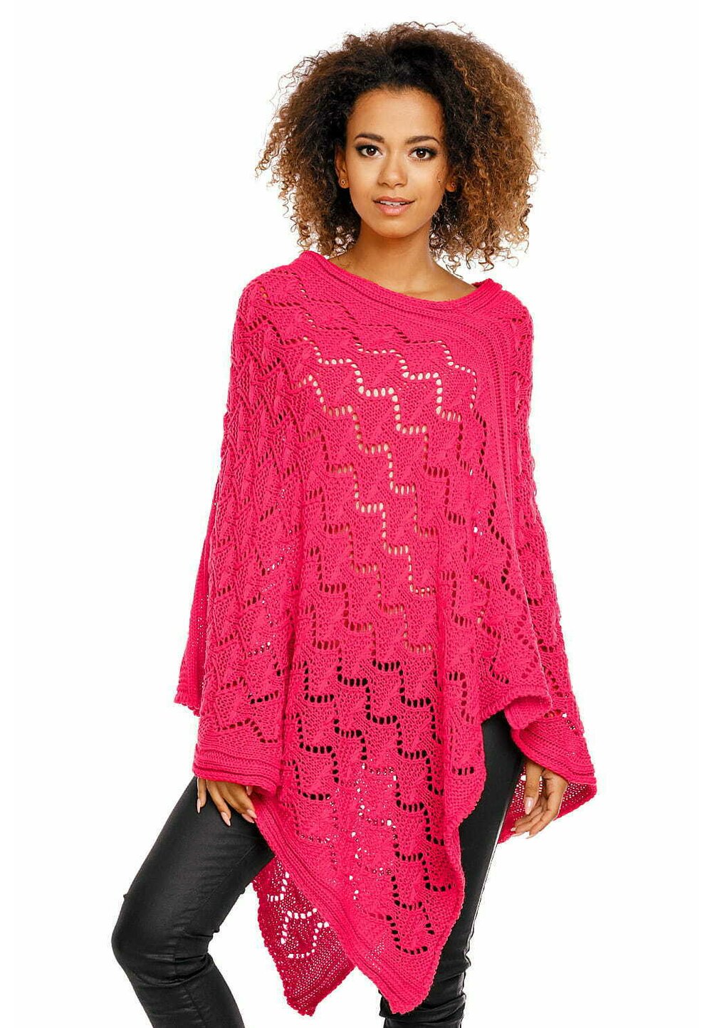 Poncho tricotat, roz Bluze