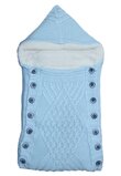 Port bebe, tricotat, albastru deschis, 77x35cm