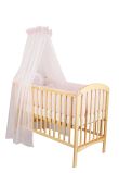 Baldachin patut, alb cu buline roz, 300x160 cm