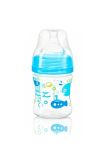 Biberon anti-colici cu gat larg, + 0 luni, 120ml, albastru cu pestisori