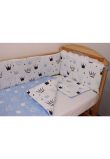 Lenjerie 4 piese, 2 fete, coronite Prince albastru, 120 x 60 cm