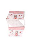 Lenjerie cu baldachin, 6 piese, bufnite mari, roz 120x60cm