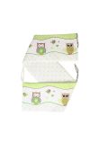 Lenjerie cu baldachin, 6 piese, bufnite mari, verzi, 120x60 cm
