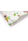 Lenjerie cu baldachin, 6 piese, bufnite mari, verzi, 120x60 cm