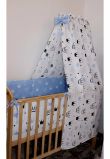 Lenjerie cu baldachin, 6 piese, coronite Prince albastru, 120 x 60 cm