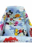 Lenjerie patut 7 piese, Maxi, Minnie si Mickey, albastru, 120x60cm