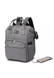 Rucsac pentru mamici, Work, cu mufa USB, gri