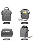 Rucsac pentru mamici, Work, cu mufa USB, gri