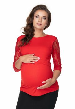 Bluza cu dantela, rosie