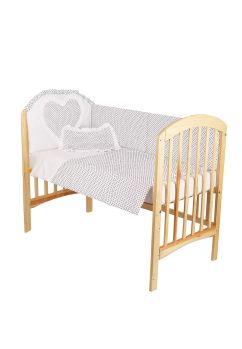 Lenjerie cu baldachin, 6 piese, inimioara bluemarin, 120x60 cm