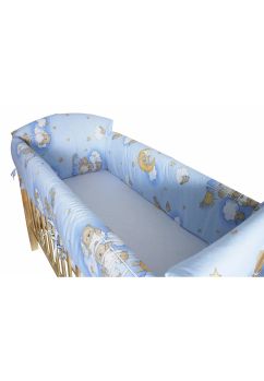 Lenjerie patut 7 piese, Maxi, ursuletul somnoros albastru, 120x60 cm
