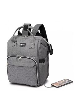 Rucsac pentru mamici, Work, cu mufa USB, gri