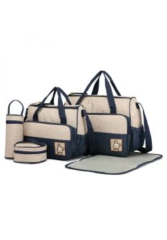 Set 5 genti, pentru mamici, crem cu bluemarin