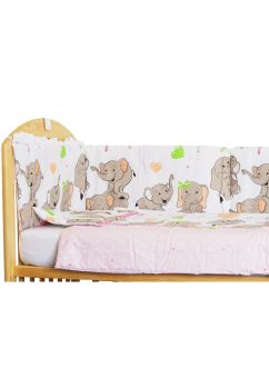 Set aparatoare patut, Elefant roz sir, 120 x 60 cm