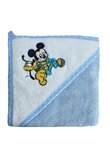 Prosop bumbac, alb cu albastru, Mickey si Pluto, 80 x 100 cm