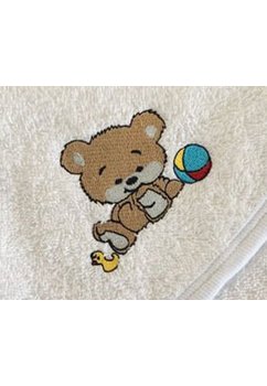 Prosop bumbac, alb cu ursulet, 80x100cm