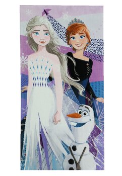 Prosop bumbac, Ana, Elsa si Olaf, mov 140x70 cm
