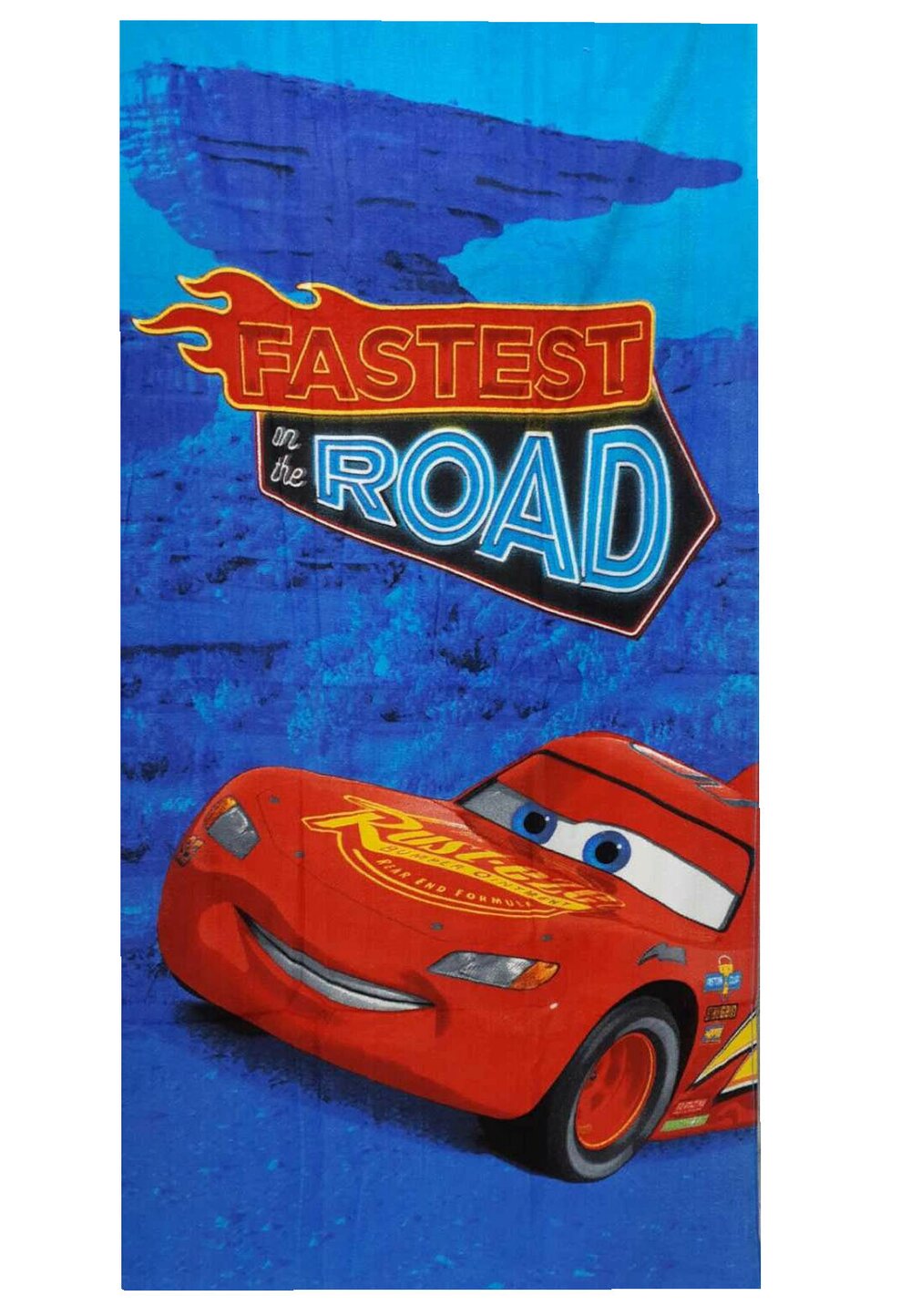 Prosop bumbac, Cars, Fastest Road, albastru, 140×70 cm 140x70