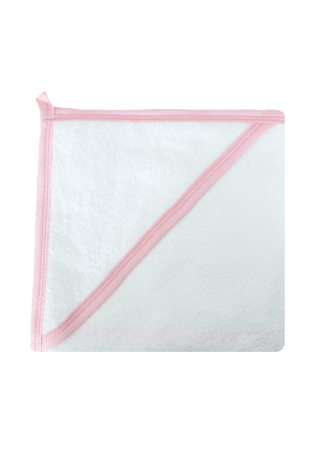 Prosop cu gluga, bumbac, alb cu roz, 80 x 100 cm 100