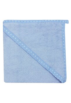 Prosop cu gluga, bumbac, albastru cu buline, 75 x 75 cm