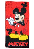 Prosop de plaja, rosu, Mickey Mouse, 70x140cm