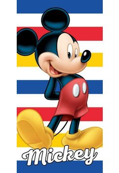 Prosop plaja, Mickey, albastru cu dungi rosii,  70x140 cm