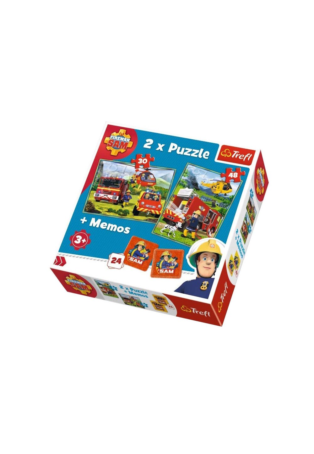Puzzle Memos 2 in 1, Pompierul Sam, multicolor, 78 piese