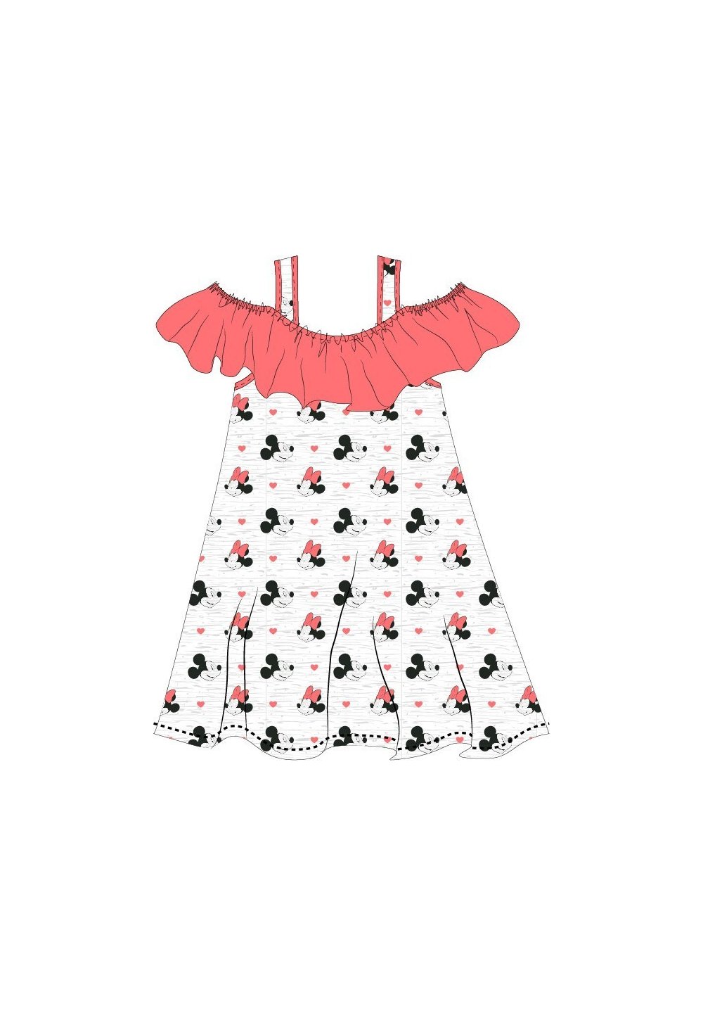 Rochie vara, Minnie Mouse, gri cu portocaliu