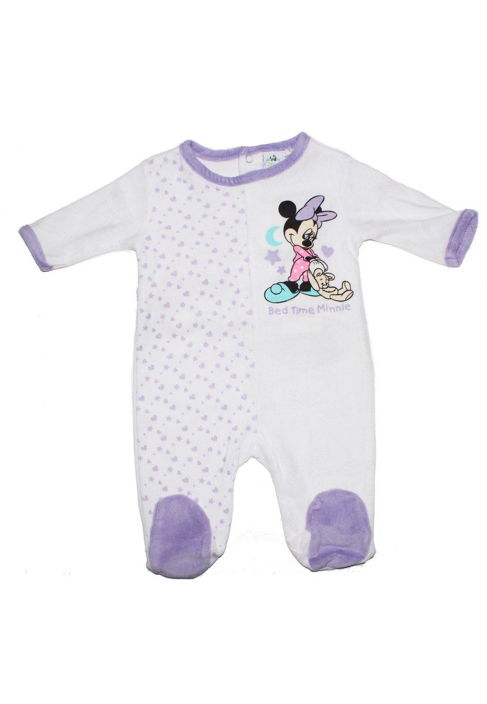 Salopeta bebe Minnie mouse, cu stelute, mov