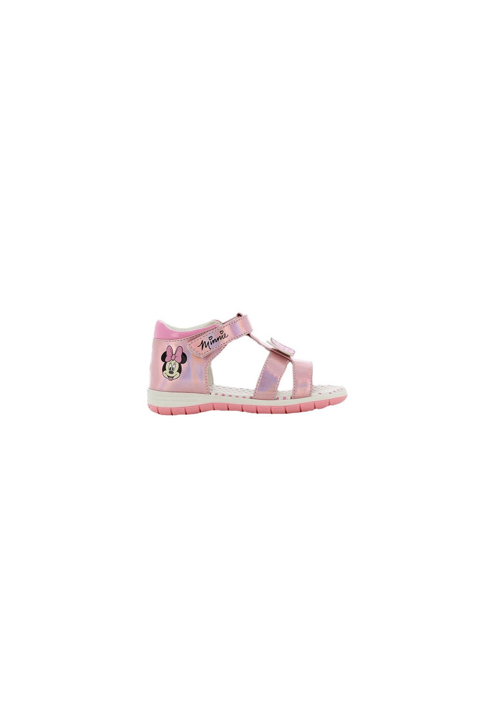 Sandale fete, cu scai din piele ecologica, Minnie, roz metalic Din