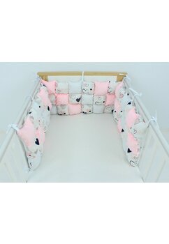 Set 3 aparatori pufoase, minky si bumbac, Inimioare roz, 30 x 60 cm, multicolor