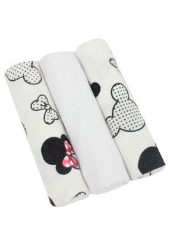 Set 3 scutece, bumbac, fundite roz, 80x70cm