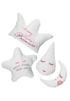Set 4 pernute Minky, albe cu roz