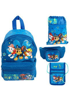 Set 4 piese, ghiozdan si accesorii, poliester, Paw Patrol, albastru, 29 x 20 x 11 cm