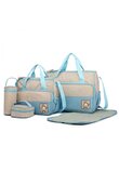 Set 5 genti, pentru mamici, crem cu albastru