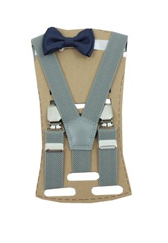Set bretele si papion, TopGal, gri, one size, 44 cm