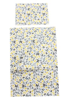 Set lenjerie, Prichindel, flanel, 3 piese, Fluturasi galbeni,120x60 cm